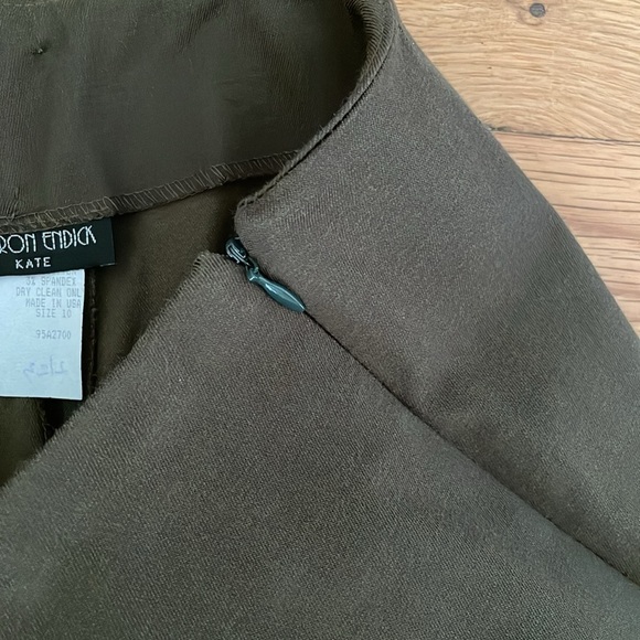 Sharon Endick Kate Cropped Capri Pants Side Zip Olive Army Green Women 10 - Picture 5 of 6
